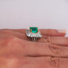 GIA Certified 3.07 Carat Colombian Emerald & Diamond Platinum Ballerina Ring