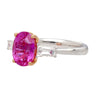 GIA Certified 3.2 Carat No Heat Pink Sapphire Oval and Diamond 3 Stone Ring