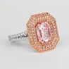 GIA Certified 3.48 Carat Radiant Cut Light Pink Diamond Ring in 18K White Gold