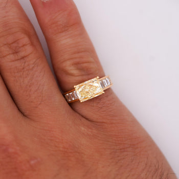 GIA Certified 3.86 Carat Yellow Diamond East West Ring 18K Gold – Assay Jewelers