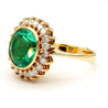 GIA Certified 4.3 Carat Colombian Emerald 18K Gold Button Sunburst Ring