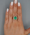 GIA Certified 4.3 Carat Colombian Emerald 18K Gold Button Sunburst Ring