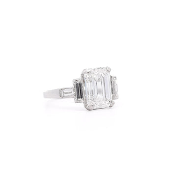 GIA Certified 4.51 Carat Emerald Cut Lab Grown Diamond in Vintage Platinum Ring – Assay Jewelers