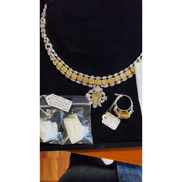 GIA Certified 50 Carat Fancy Yellow Diamond Necklace in 18K Gold
