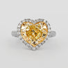 GIA Certified 5.03 Carat Fancy Yellow Heart-Shaped Diamond & Halo 18K Gold Ring