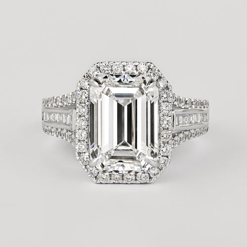 GIA Certified 5.09 Carat D Color VVS2 Clarity Emerald Cut Diamond 18K Ring