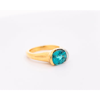 GIA Certified 5.25 Carat Oval Cut Blue Zircon & Diamond Bypass Ring Signed Richard Krementz – Assay Jewelers