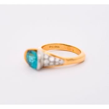 GIA Certified 5.25 Carat Oval Cut Blue Zircon & Diamond Bypass Ring Signed Richard Krementz – Assay Jewelers
