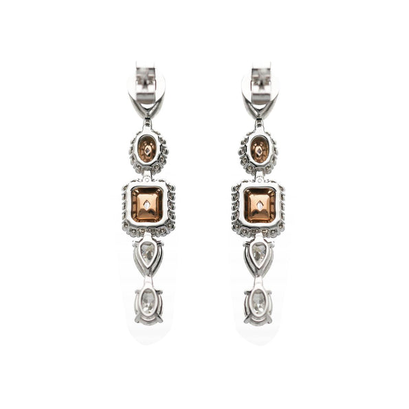 GIA Certified 5.3 Carat Fancy Pink Orange & White Diamond 18K Drop Earrings