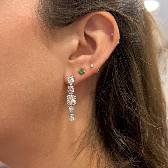 GIA Certified 5.3 Carat Fancy Pink Orange & White Diamond 18K Drop Earrings