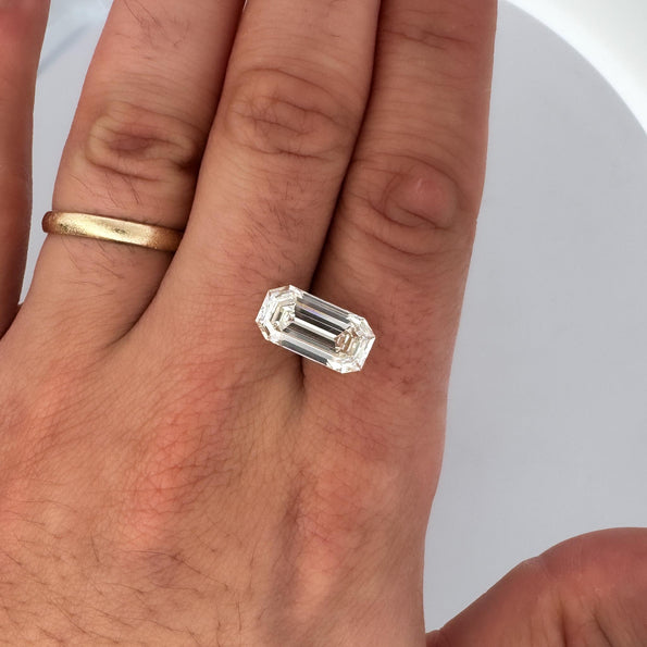 GIA Certified 5.36 Carat Emerald Cut Diamond East West Bezel Unisex Ring