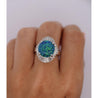 GIA Certified 5.38 Carat Black Opal and Diamond Ballerina Vintage Platinum Ring