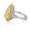 GIA Certified 6.06 Carat Fancy Intense Yellow Pear Cut Diamond 18K Ring