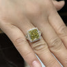 GIA Certified 6.07 Carat Radiant Cut Fancy Brownish Greenish Yellow Diamond Ring