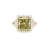 GIA Certified 6.07 Carat Radiant Cut Fancy Brownish Greenish Yellow Diamond Ring