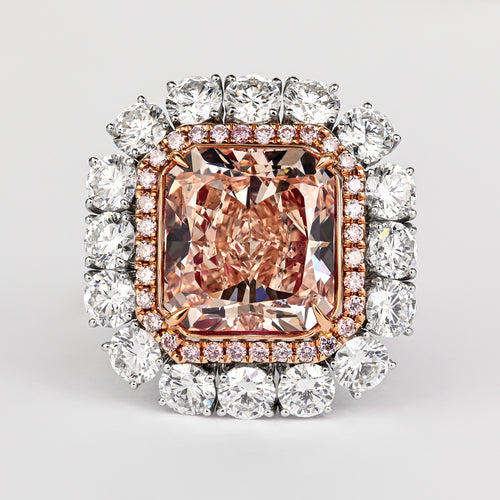 GIA Certified 6.53 Carat Fancy Pink-Brown & White Diamond Ring