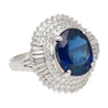 GIA Certified 6.75 Carat Oval Blue Sapphire and Diamond Ballerina Ring