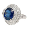 GIA Certified 6.75 Carat Oval Blue Sapphire and Diamond Ballerina Ring