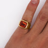 GIA Certified 7 Carat Emerald Cut Citrine 18K Gold Solitaire Bezel Set Mens Ring