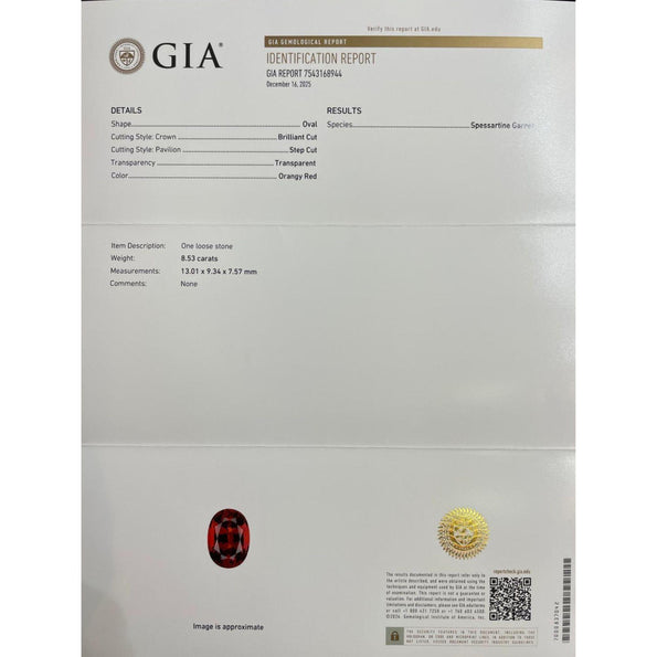 GIA Certified 8.53 Carat Spessartine Garnet & Triangle Diamond Pendant Necklace