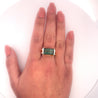 GIA Certified Blue-Green Rectangle Cut Tourmaline & Diamond Ring in 18K Carved Gold