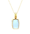 GIA Certified Cushion Cut Blue Topaz in 18K Gold Bezel Pendant Necklace