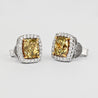 GIA Certified Fancy Brownish Greenish Yellow Diamond Stud Earrings & Ring Set