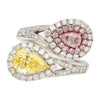 GIA Zertifiziert Fancy Intense Gelb & Fancy Light Pink Diamant Toi Et Moi Ring in 18K Weißgold