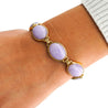 GIA Certified GUMP Signed Lavender Jadeite Jade 14K Gold Link Bracelet