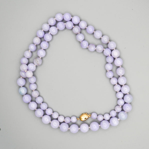GIA Certified Gumps San Francisco Type A Lavender Jadeite Bead Necklace