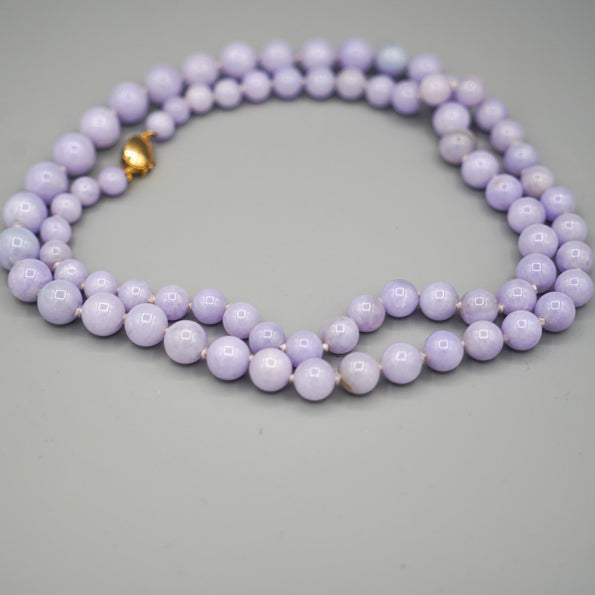 GIA Certified Gumps San Francisco Type A Lavender Jadeite Bead Necklace