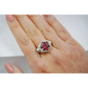 GIA Certified Hexagon Cut Pink Tourmaline with Diamond Halo Star Shape Ring in 18K White Gold