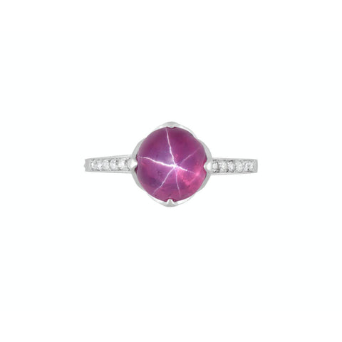 GIA Certified No Heat Star Ruby in Vintage Platinum and Diamond Ring Signed Dreicer & Co.