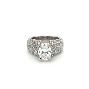 GIA Certified Oval Cut 2.14 Carat & 18K White Gold Wide Lab Grown Engagement Ring – Assay Jewelers