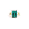 GIA Certified Rectangular Cut Blue-Green Indicolite Tourmaline and Diamond 18K Gold Ring