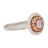 GIA Certified Round Cut Fancy Pink-Purple Diamond Ring with Diamond Halo