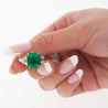 GRS Certified 4.90 Carat Insignificant Oil Colombian Emerald & Trapezoid Cut Diamond 3-Stone Ring