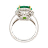 GRS Certified 5.03 Carat Oval Cut Minor Oil Colombian Emerald Ring with Diamond Halo in 18K White Gold