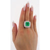 GRS Certified 8.04 Carat Minor Oil Colombian Emerald & Diamond Halo Ring