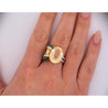 GRS Certified No Heat 12.61 Carat Oval Yellow Sapphire & Emerald Floral Ring