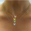 Gold Edelstein Schmetterling Cluster Floating Pendant Halskette 18
