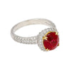 Gubelin Certified 3.02 Carat Cushion Cut Burma Ruby & Round Cut Diamond Platinum Ring