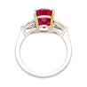 Gubelin Certified 4.47 Oval Cut Ruby with Trillion Cut Diamond Sides in 18K White Gold Ring