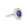 Gubelin Certified Vintage 1.88 Carat No Heat Oval Cut Blue Sapphire Retro Era Ring