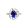 Gubelin Certified Vintage 1.88 Carat No Heat Oval Cut Blue Sapphire Retro Era Ring