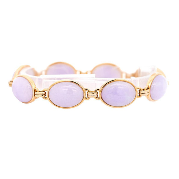 Gump's San Francisco Lavender Jade Link Bracelet and Earring Set