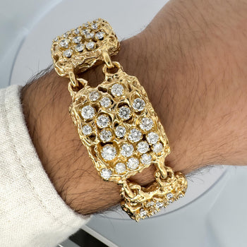 Heavy Vintage Diamond 5-Link 14K Gold Nugget Bracelet – Assay Jewelers