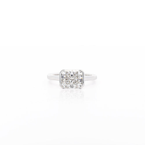 IGI Cert. 2.54 Carat Lab Grown Radiant Cut Diamond East West Half Bezel Ring