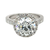 IGI Certified 3.35 Carat Round Cut Lab Grown CVD Diamond In Basket Cathedral Diamond Halo Ring