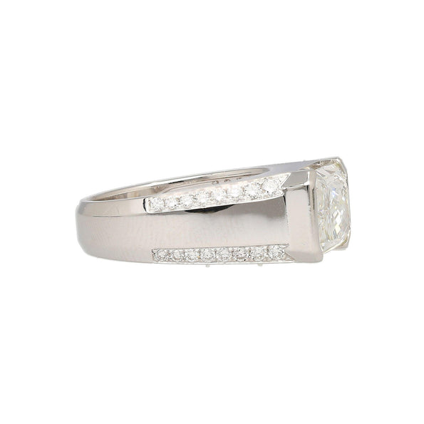 IGI Certified 5.5 Carat Radiant Cut Lab Diamond Half Bezel East-West Unisex Ring